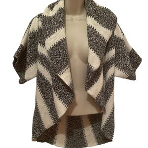 Express Women’s Open Cardigan Sweater Merino Wool Blend Black & White Size XS